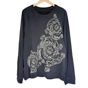 Versace Collection Men’s XXL Flocked Baroque Sweatshirt Black Quiet Luxury